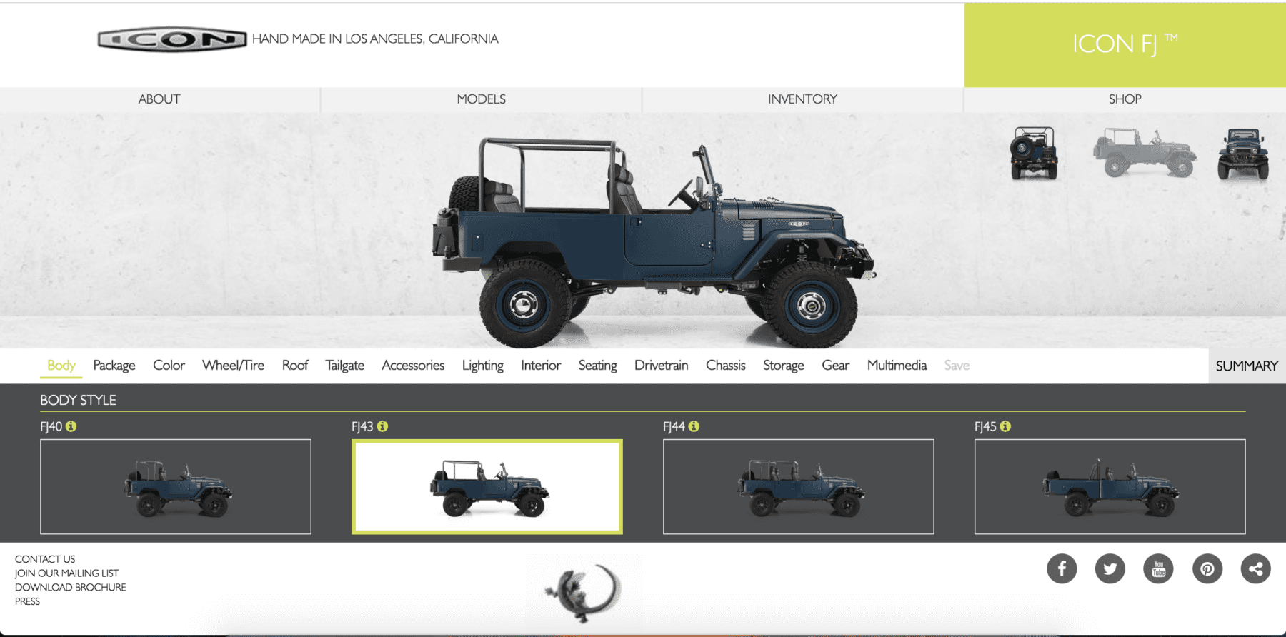 ICON FJ configurator