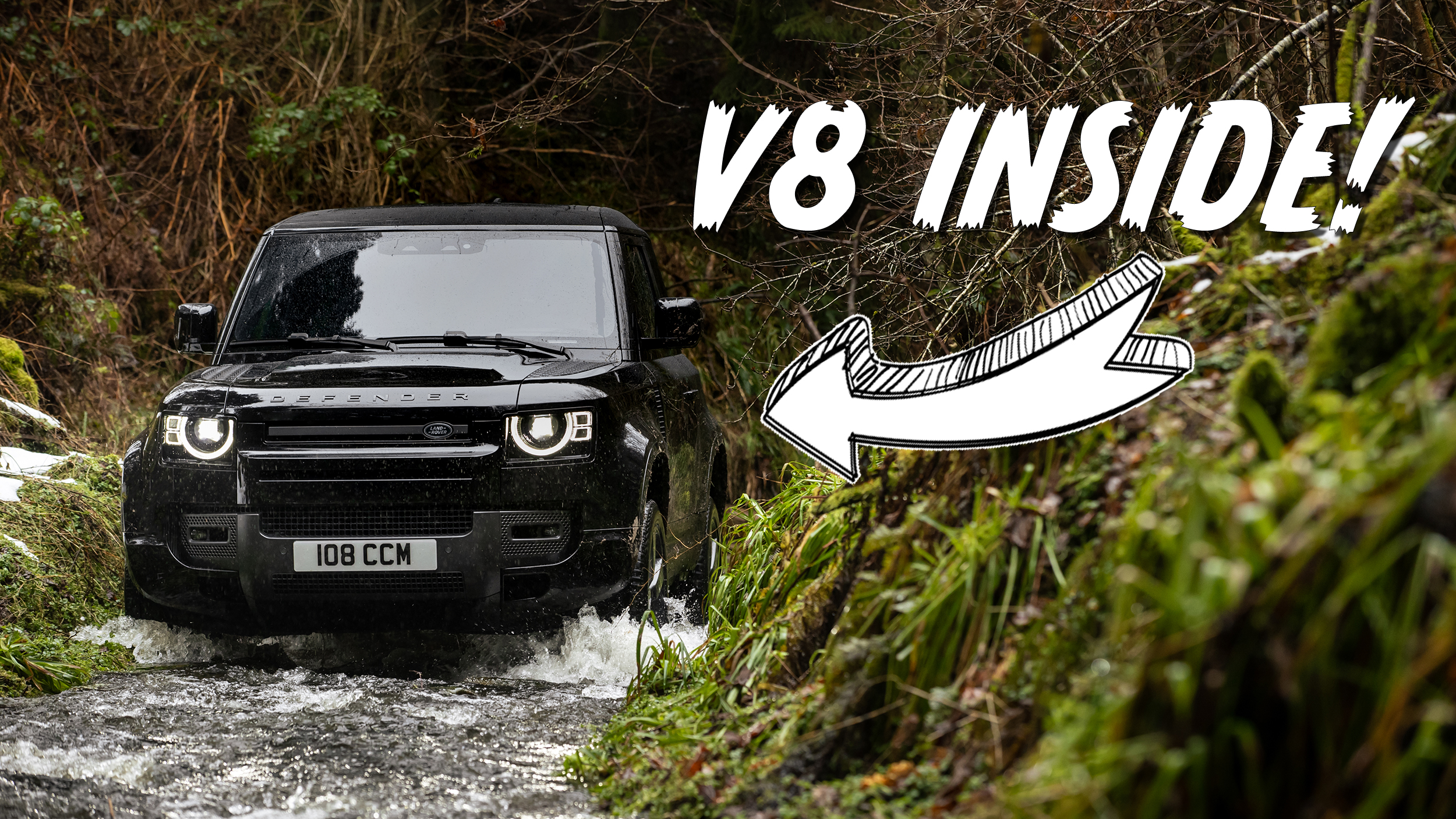 V8 Land Rover Defender water crossing