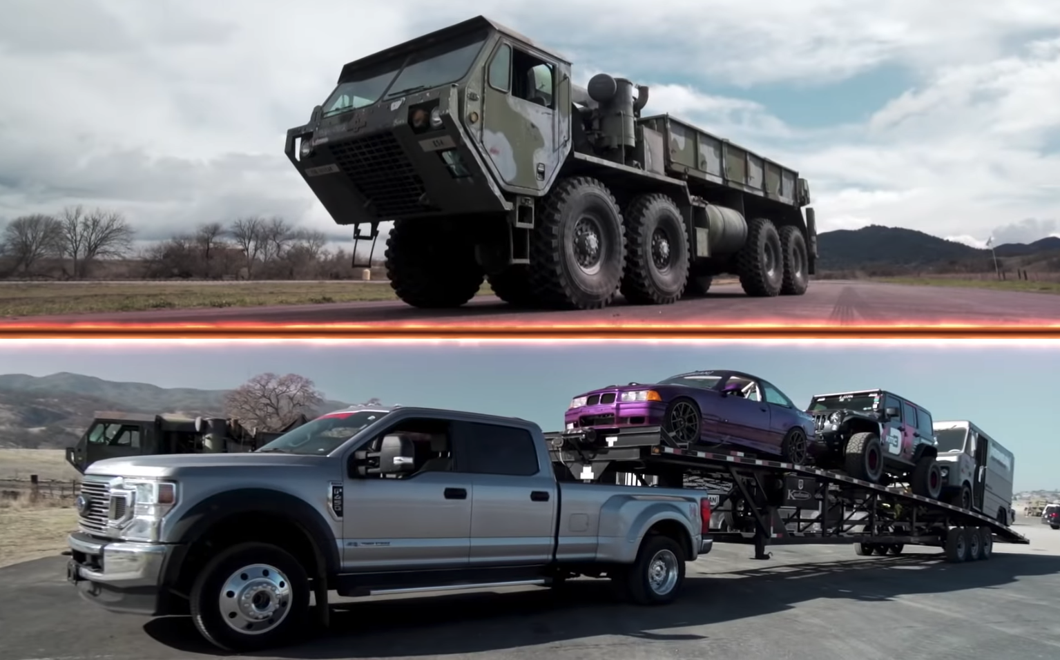 HEMTT vs Ford F-350 drag race