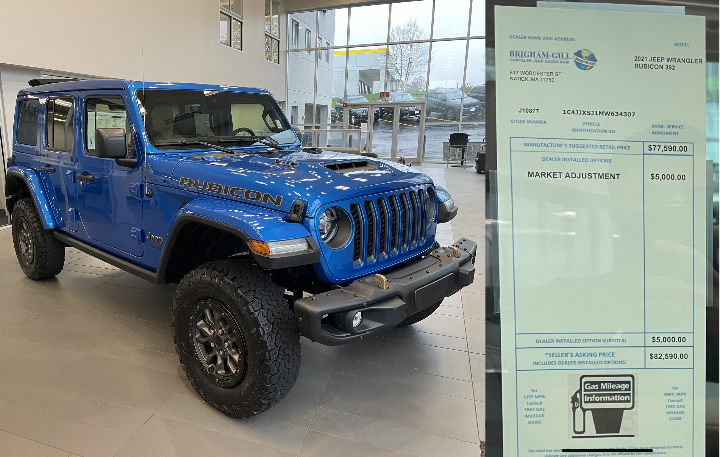 jeep wrangler 392 v8 price adjustment