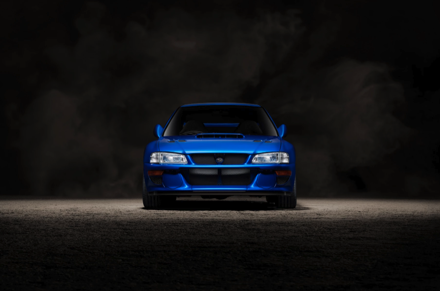 produve p25 subaru impreza coupe in blue from the front