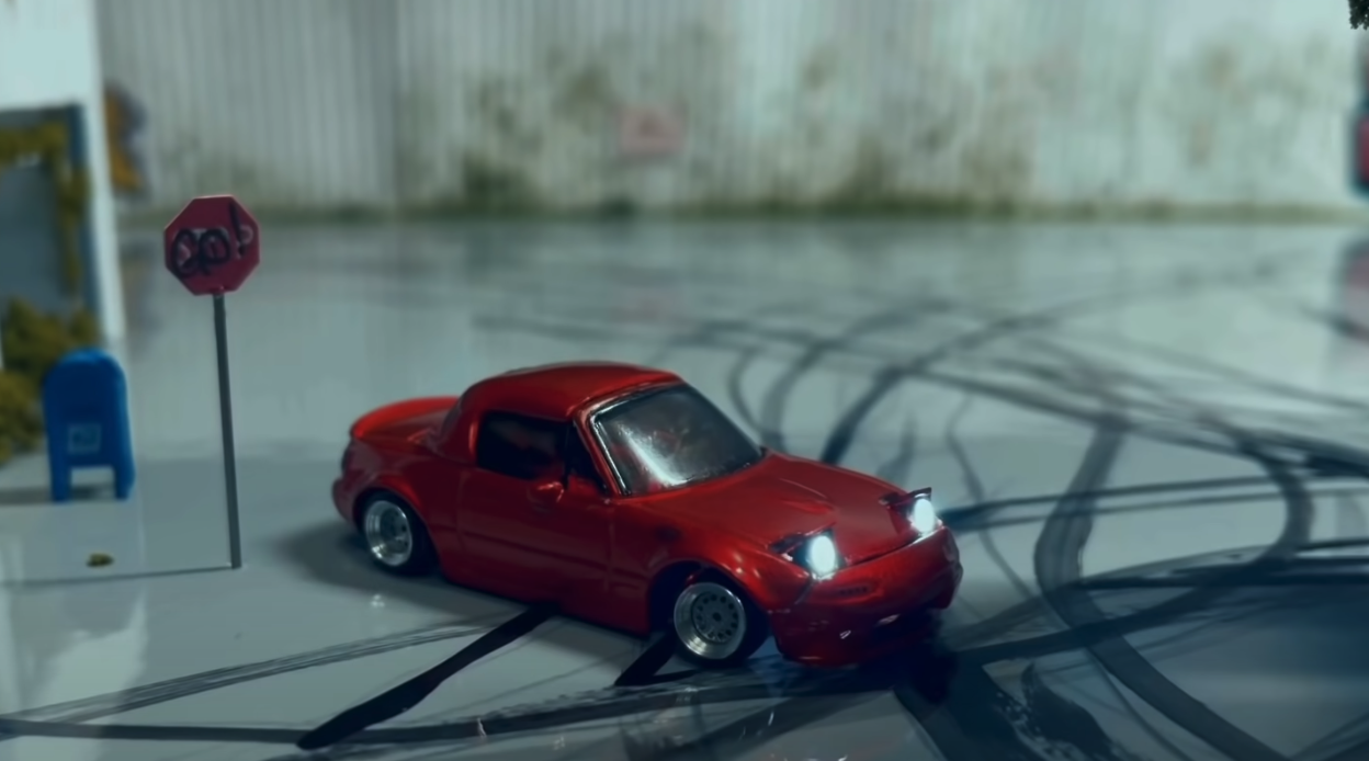 pocket-sized miata drift car with working headlights